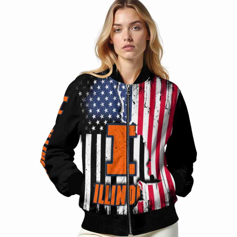 illinois fighting illini patriotic theme black jacket latest model jacketwow
