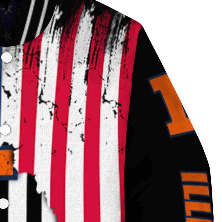illinois fighting illini patriotic theme black jacket premium grade jacketwow