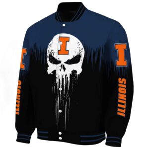 illinois fighting illini punisher skull blue black white jacket best selling jacketwow