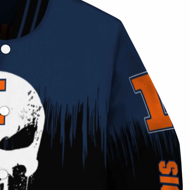 illinois fighting illini punisher skull blue black white jacket premium grade jacketwow