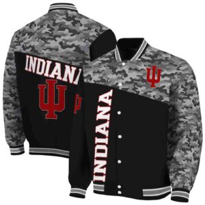indiana hoosiers camo patchwork black jacket fashion forward jacketwow