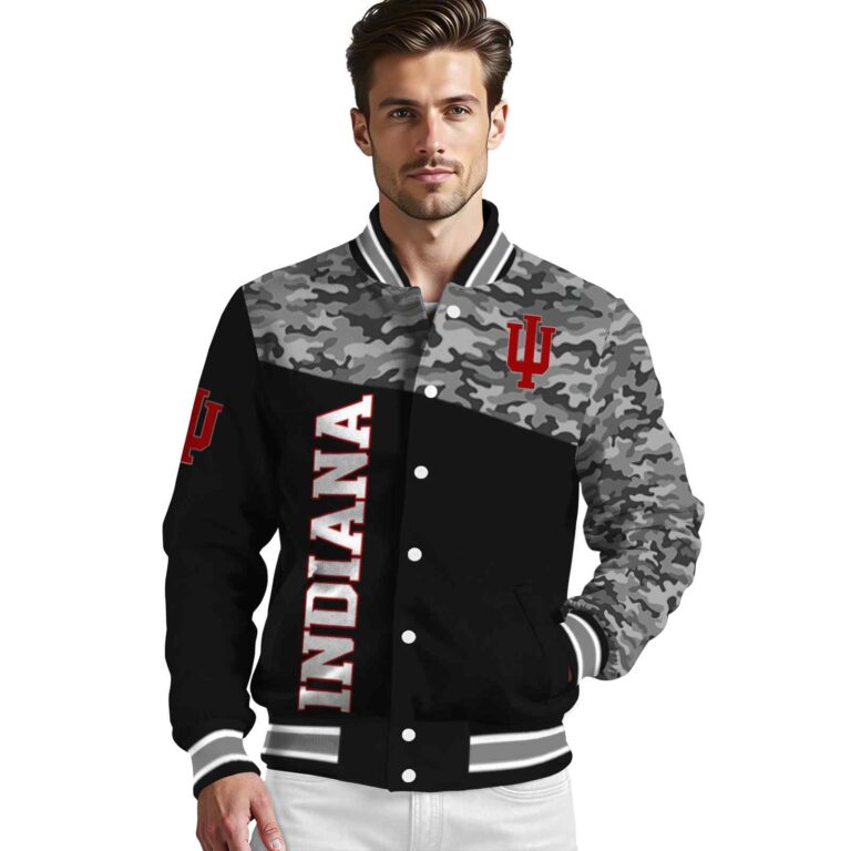 indiana hoosiers camo patchwork black jacket high quality jacketwow