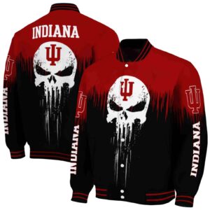 indiana hoosiers punisher skull red black white jacket fashion forward jacketwow