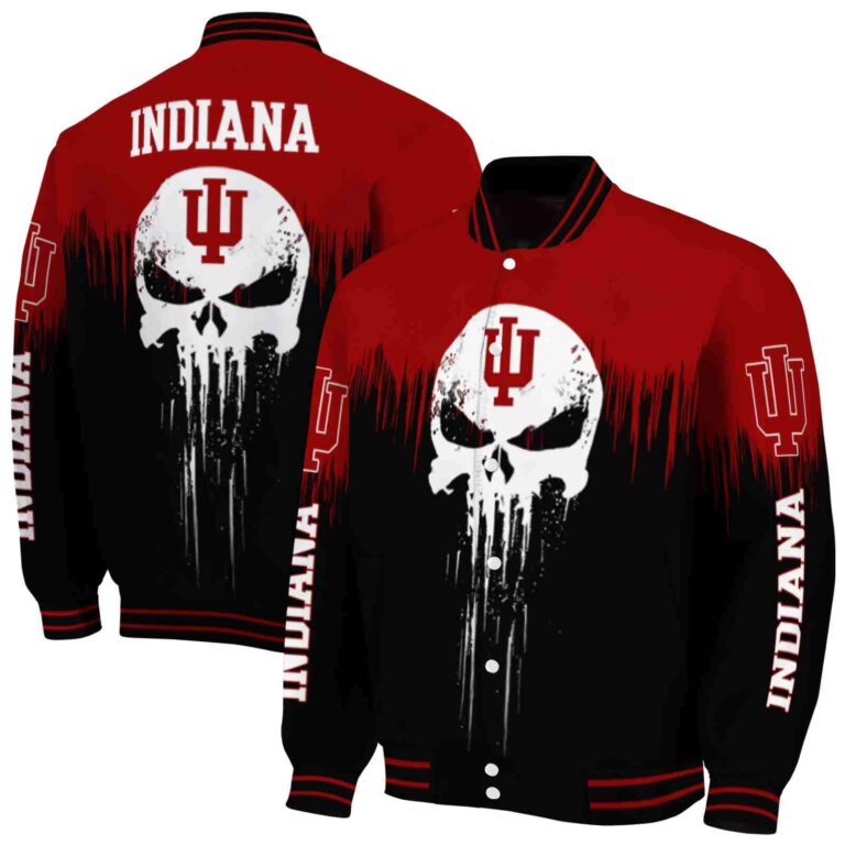 indiana hoosiers punisher skull red black white jacket fashion forward jacketwow