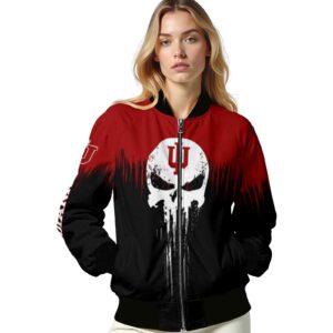 indiana hoosiers punisher skull red black white jacket latest model jacketwow