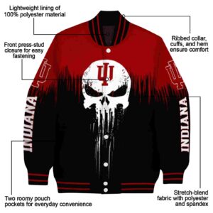 indiana hoosiers punisher skull red black white jacket new arrival jacketwow