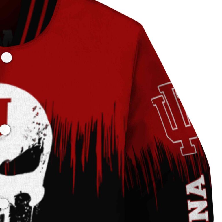 indiana hoosiers punisher skull red black white jacket premium grade jacketwow