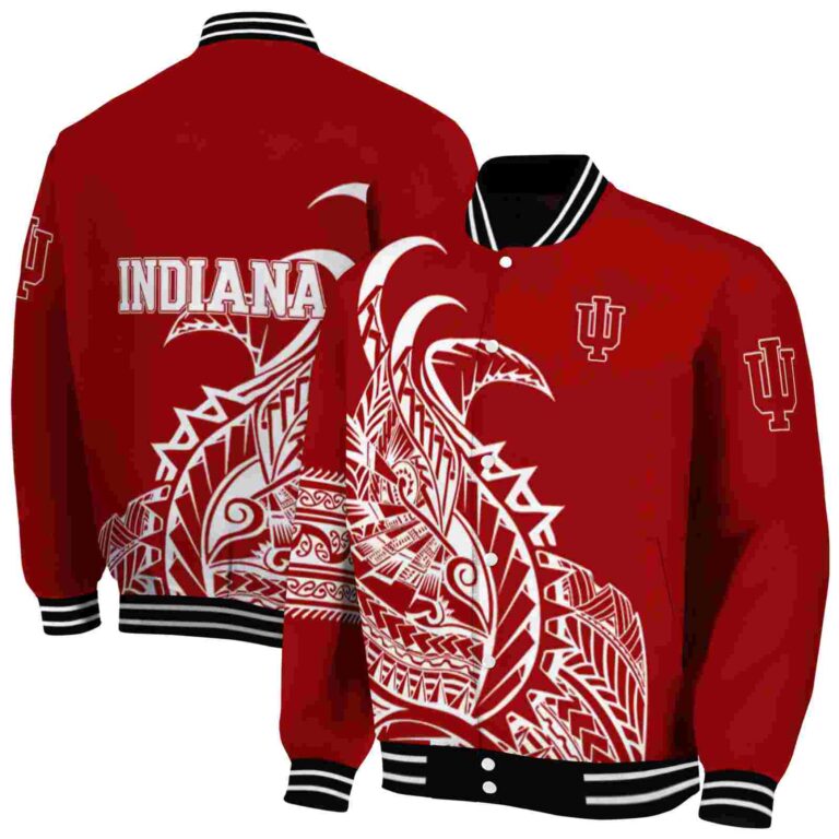 indiana hoosiers tribal art red white black jacket fashion forward jacketwow