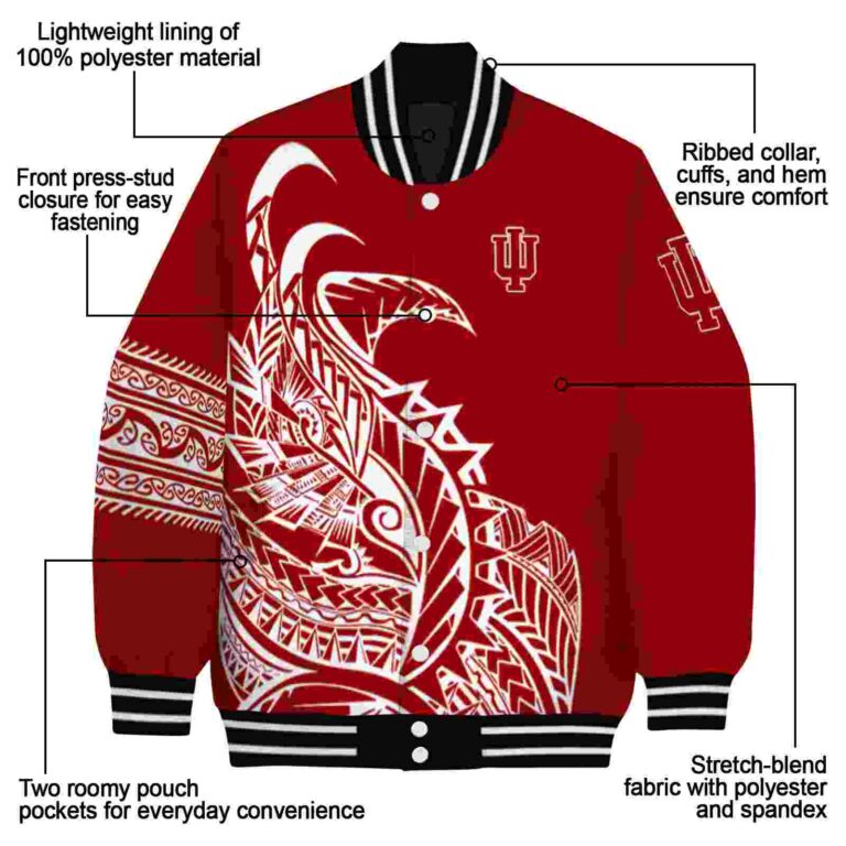 indiana hoosiers tribal art red white black jacket new arrival jacketwow