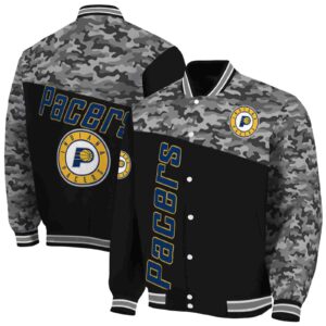 indiana pacers camo patchwork black jacket fashion forward jacketwow