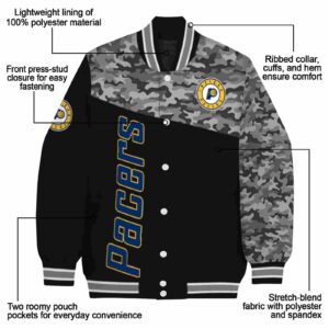 indiana pacers camo patchwork black jacket new arrival jacketwow