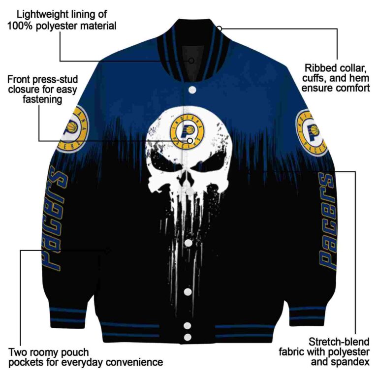 indiana pacers punisher skull blue black white jacket new arrival jacketwow