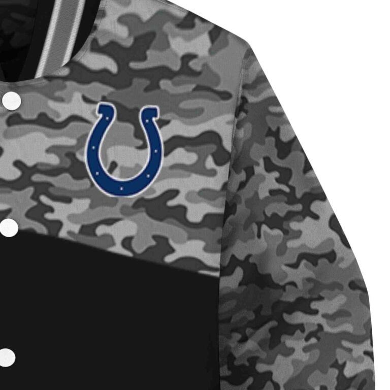 indianapolis colts camo patchwork black jacket premium grade jacketwow