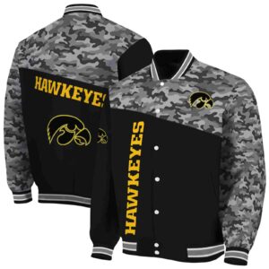 iowa hawkeyes camo patchwork black jacket fashion forward jacketwow