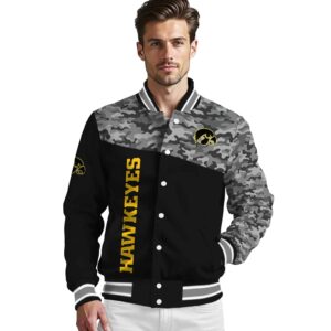 iowa hawkeyes camo patchwork black jacket high quality jacketwow