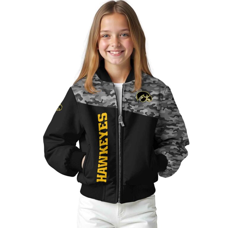 iowa hawkeyes camo patchwork black jacket top rated jacketwow