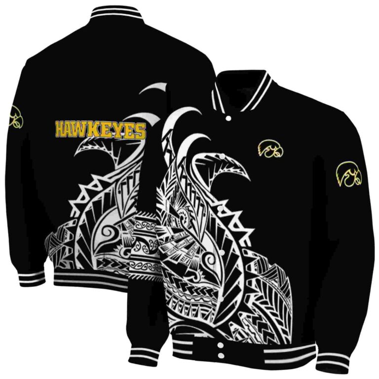 iowa hawkeyes tribal art black white black jacket fashion forward jacketwow