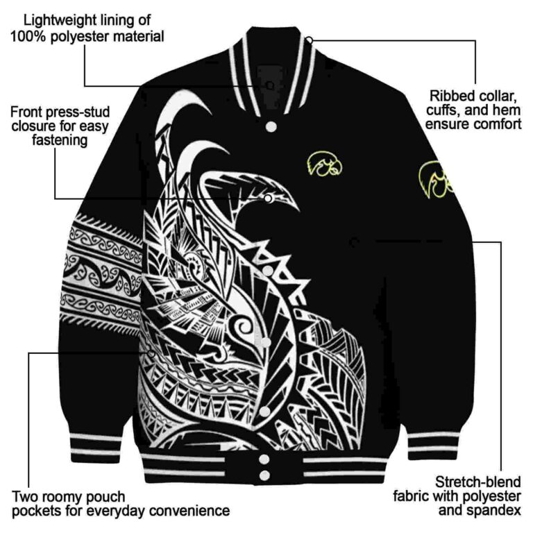iowa hawkeyes tribal art black white black jacket new arrival jacketwow