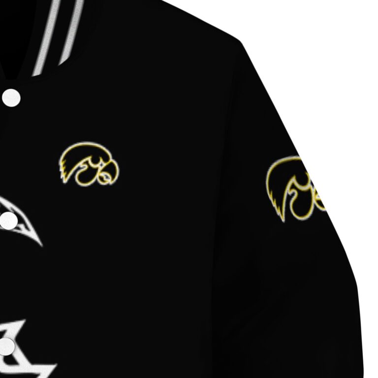 iowa hawkeyes tribal art black white black jacket premium grade jacketwow