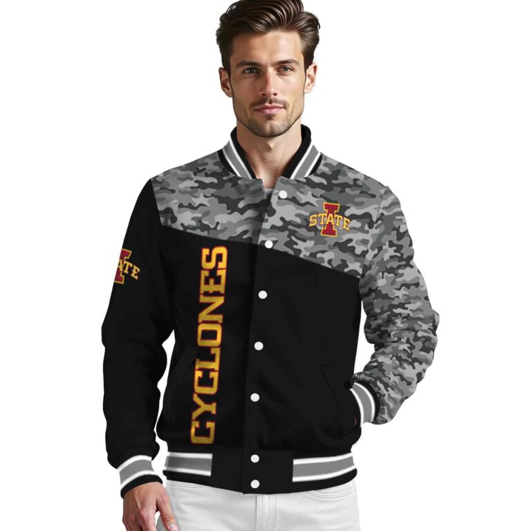 iowa state cyclones camo patchwork black jacket high quality jacketwow