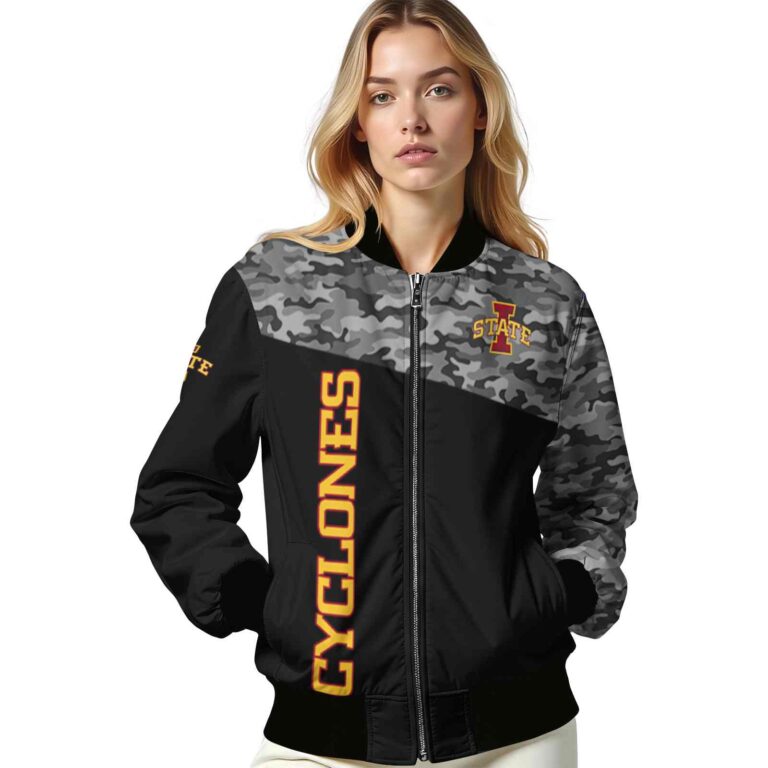 iowa state cyclones camo patchwork black jacket latest model jacketwow