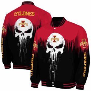 iowa state cyclones punisher skull red black white jacket fashion forward jacketwow