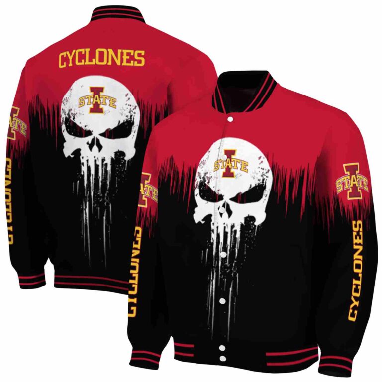 iowa state cyclones punisher skull red black white jacket fashion forward jacketwow