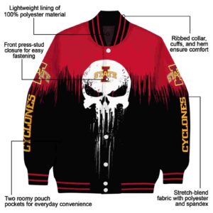 iowa state cyclones punisher skull red black white jacket new arrival jacketwow