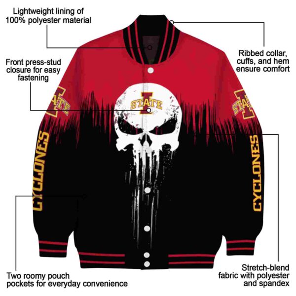 iowa state cyclones punisher skull red black white jacket new arrival jacketwow
