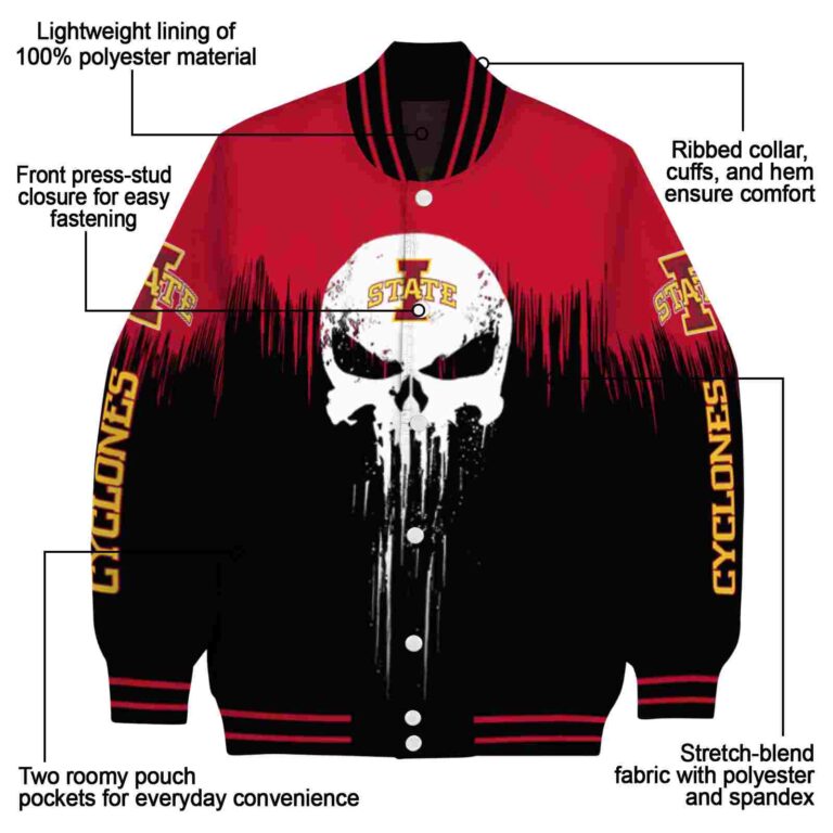 iowa state cyclones punisher skull red black white jacket new arrival jacketwow