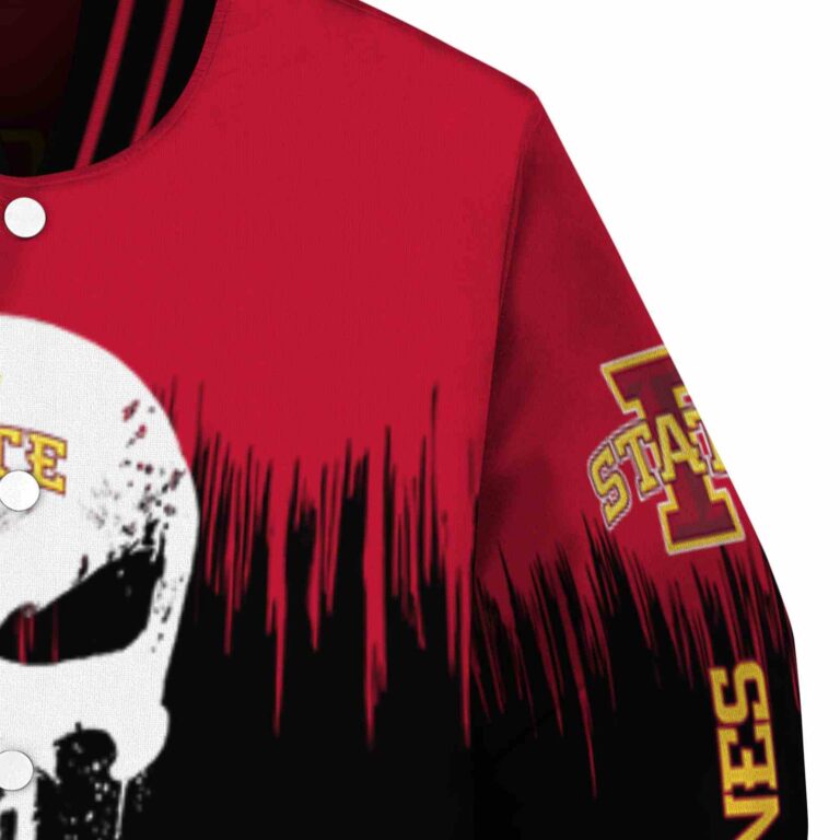 iowa state cyclones punisher skull red black white jacket premium grade jacketwow