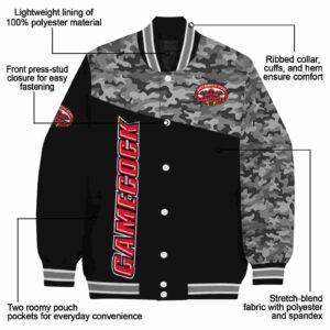 jacksonville state gamecocks camo patchwork black jacket new arrival jacketwow