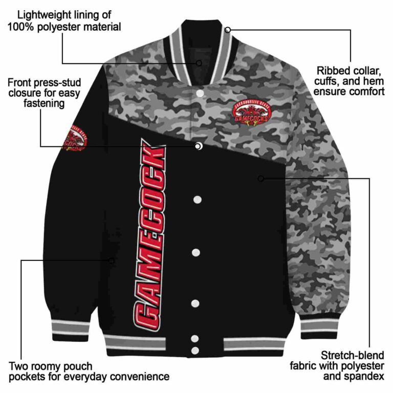 jacksonville state gamecocks camo patchwork black jacket new arrival jacketwow