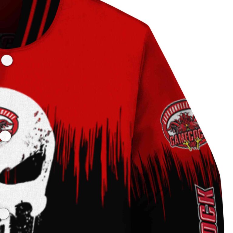 jacksonville state gamecocks punisher skull red black white jacket premium grade jacketwow
