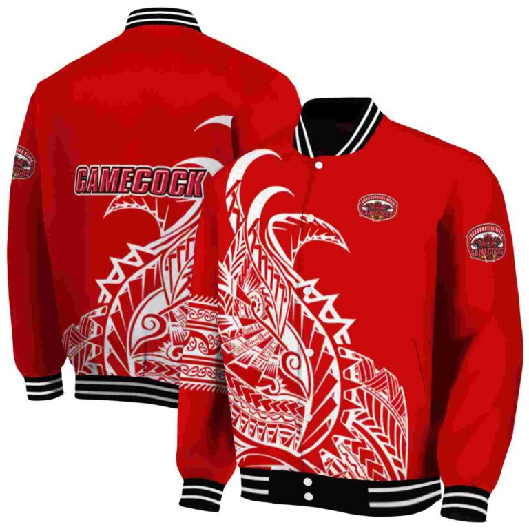 jacksonville state gamecocks tribal art red white black jacket fashion forward jacketwow