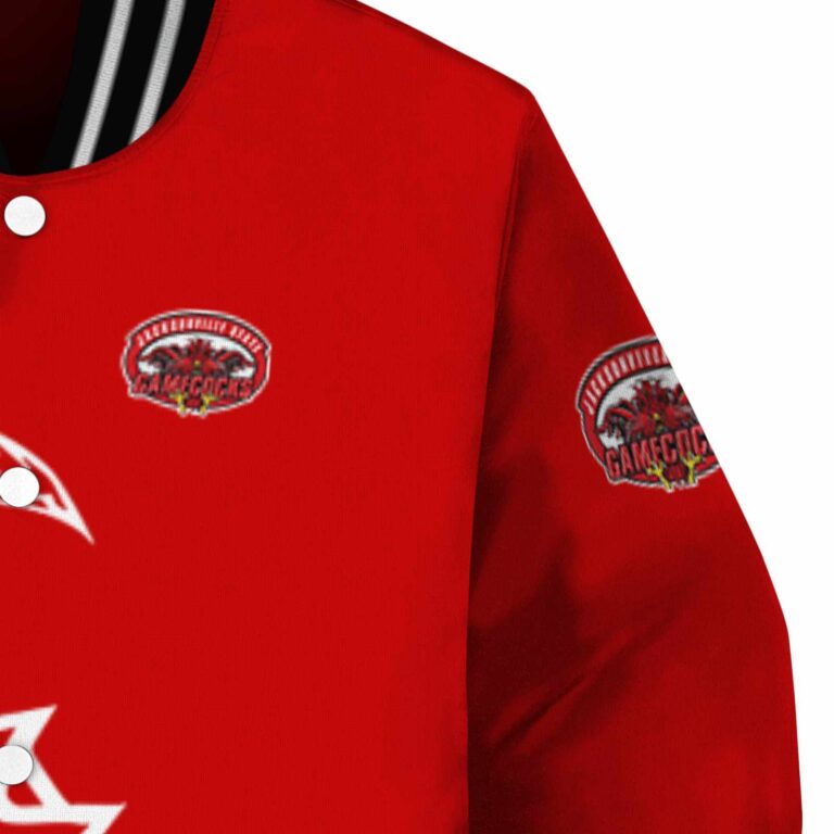 jacksonville state gamecocks tribal art red white black jacket premium grade jacketwow
