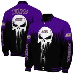 james madison dukes punisher skull purple black white jacket fashion forward jacketwow