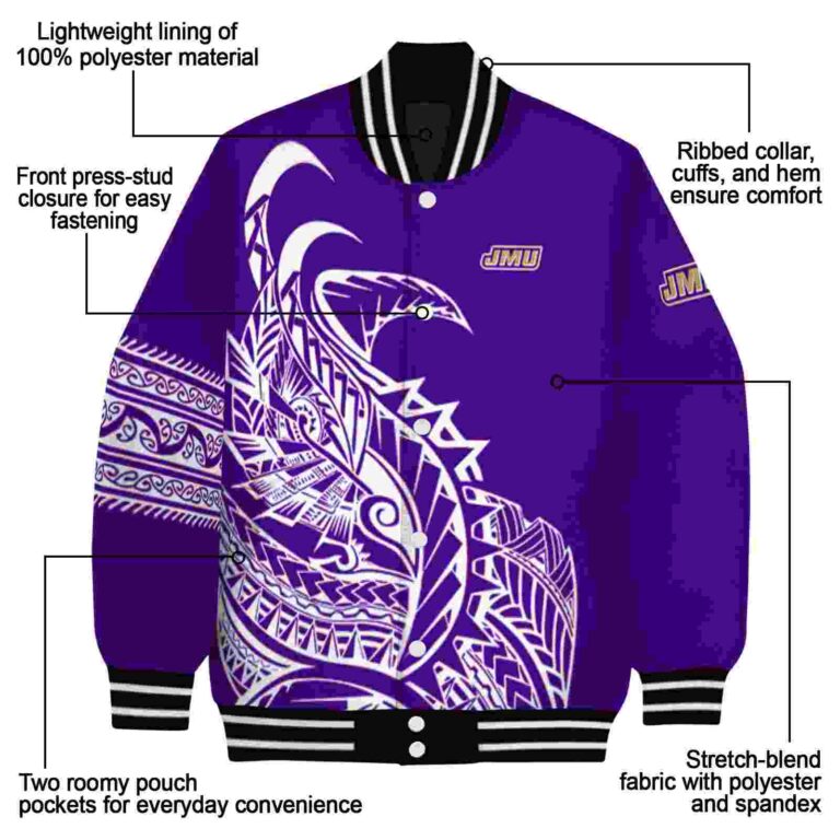 james madison dukes tribal art purple white black jacket new arrival jacketwow