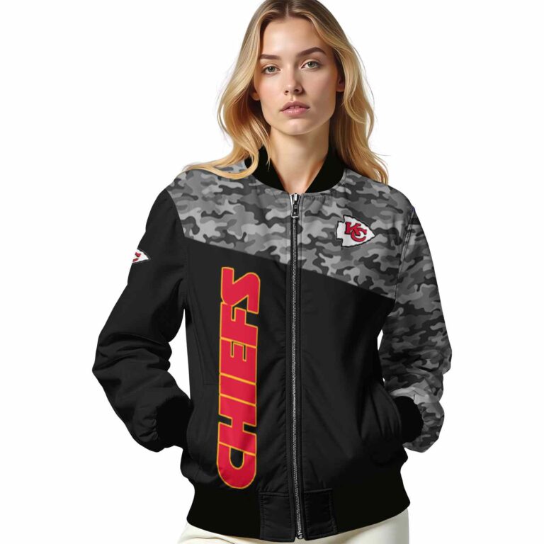 kansas city chiefs camo patchwork black jacket latest model jacketwow