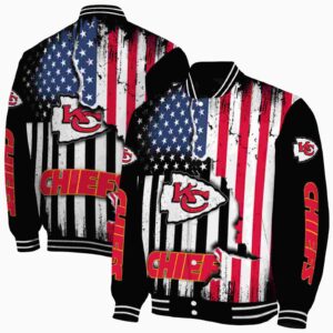 kansas city chiefs patriotic theme black jacket fashion forward jacketwow