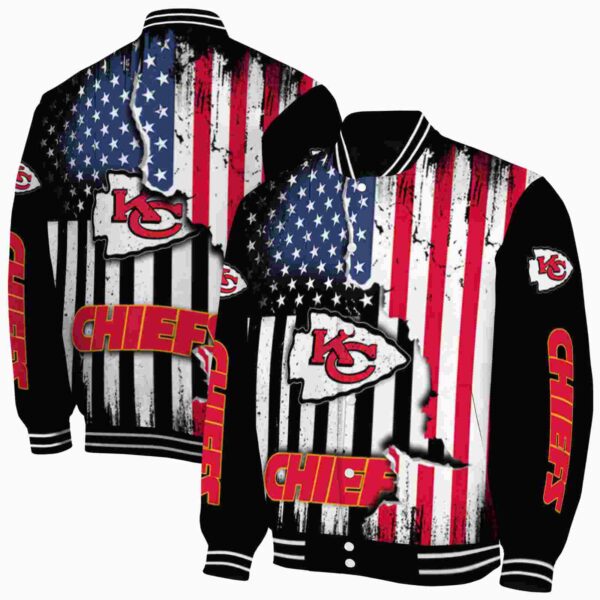 kansas city chiefs patriotic theme black jacket fashion forward jacketwow
