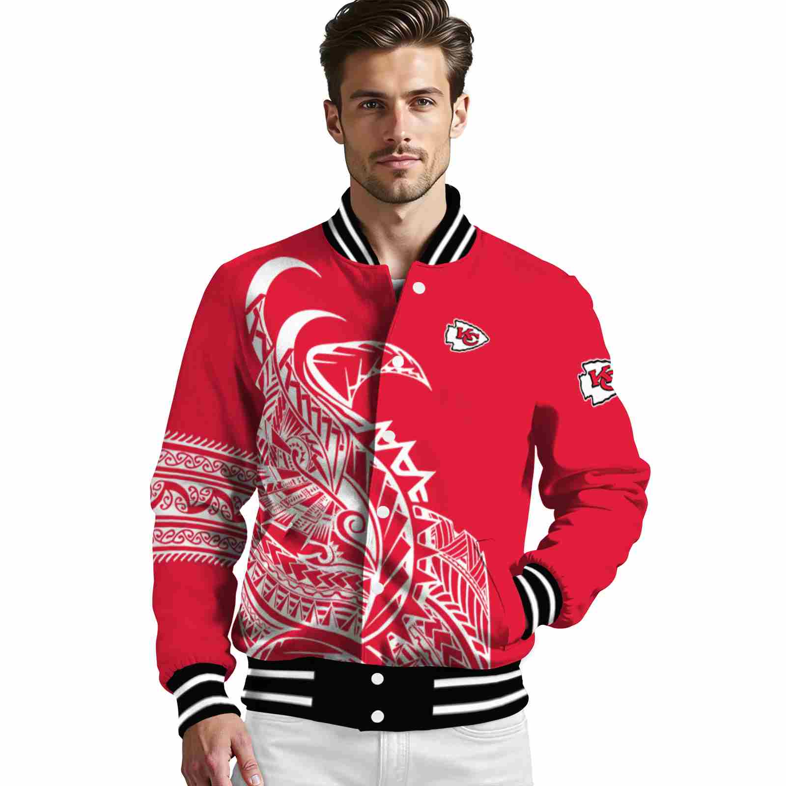 kansas city chiefs tribal art red white black jacket high quality jacketwow kansas city chiefs tribal art red white black jacket high quality jacketwow