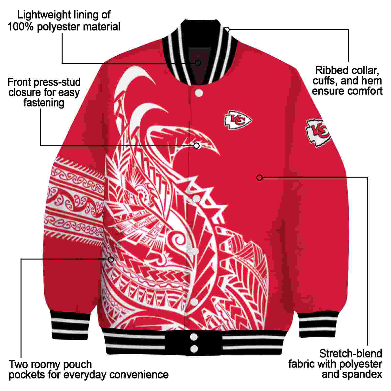 kansas city chiefs tribal art red white black jacket new arrival jacketwow kansas city chiefs tribal art red white black jacket new arrival jacketwow
