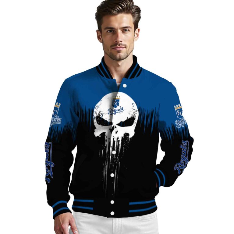 kansas city royals punisher skull royal blue black white jacket high quality jacketwow