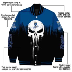 kansas city royals punisher skull royal blue black white jacket new arrival jacketwow