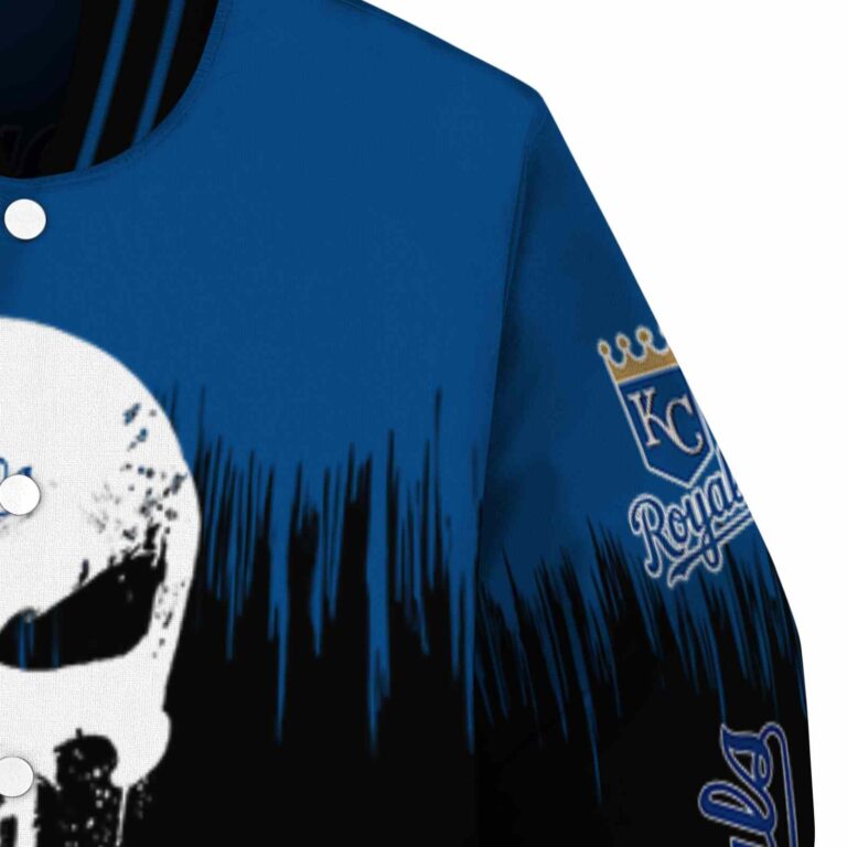 kansas city royals punisher skull royal blue black white jacket premium grade jacketwow