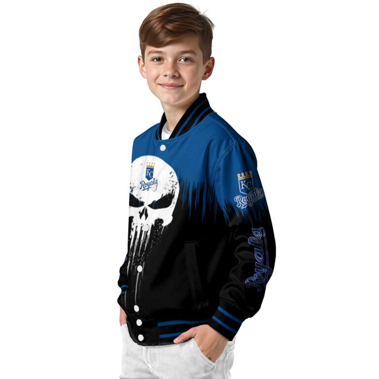 kansas city royals punisher skull royal blue black white jacket trendy jacketwow