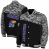 kansas jayhawks camo patchwork black jacket fashion forward jacketwow