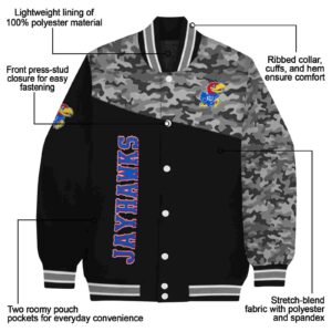 kansas jayhawks camo patchwork black jacket new arrival jacketwow