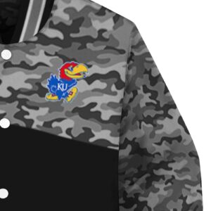 kansas jayhawks camo patchwork black jacket premium grade jacketwow